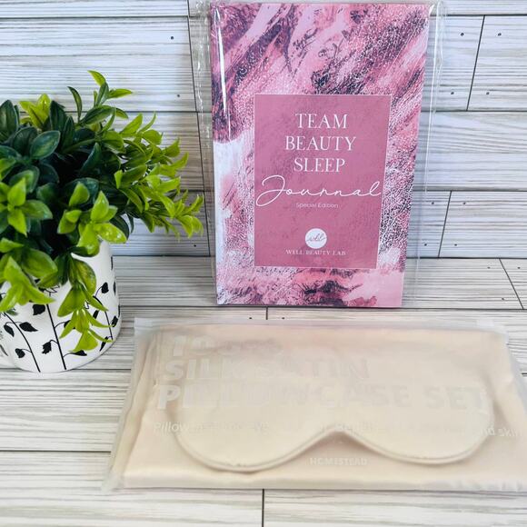 NEW Homestead 100% Silk Satin Pillowcase + Eye Mask + Beauty Sleep Journal - Picture 1 of 8
